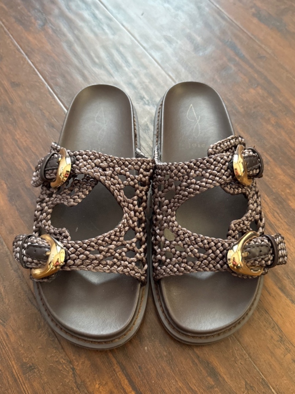 Women's Joie Waffle Braided Slide Sandals Brown Beach Resort Coastal Sz 8M